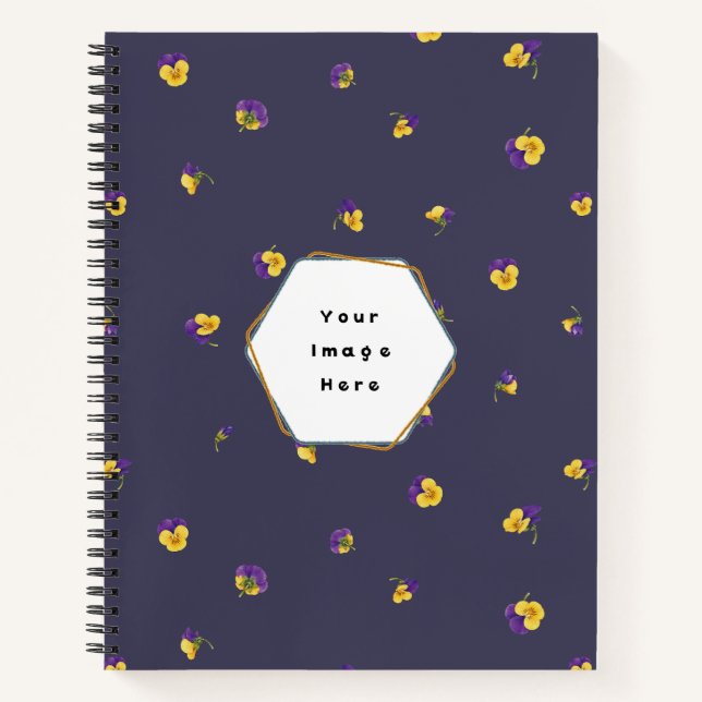 Deep Violet Purple Yellow Viola Floral Pattern Notizbuch (Vorderseite)