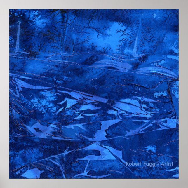 "Deep Water #5" Abstrakt Art von Robert Fagg blue Poster (Vorne)