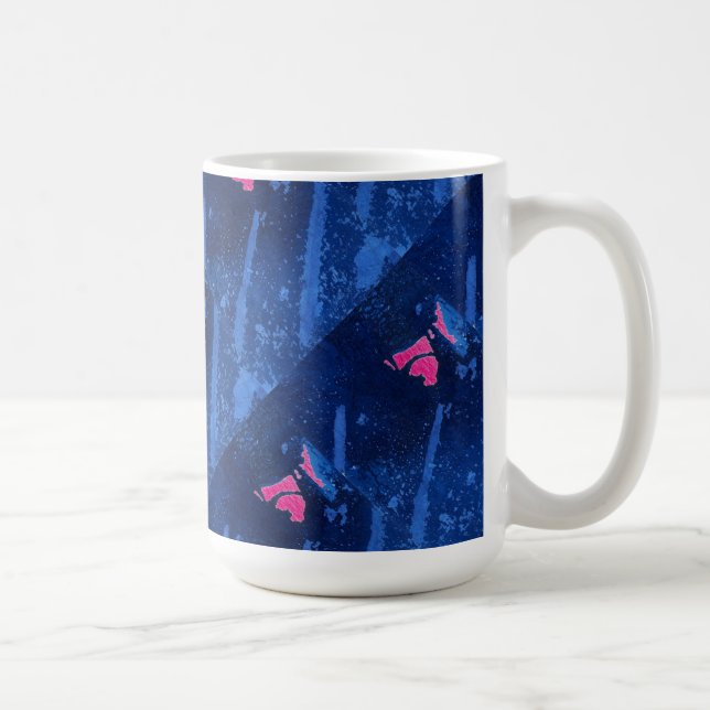 "Deep Waters #3 on Pink Tiled" Abstract Design Tas Kaffeetasse (Rechts)