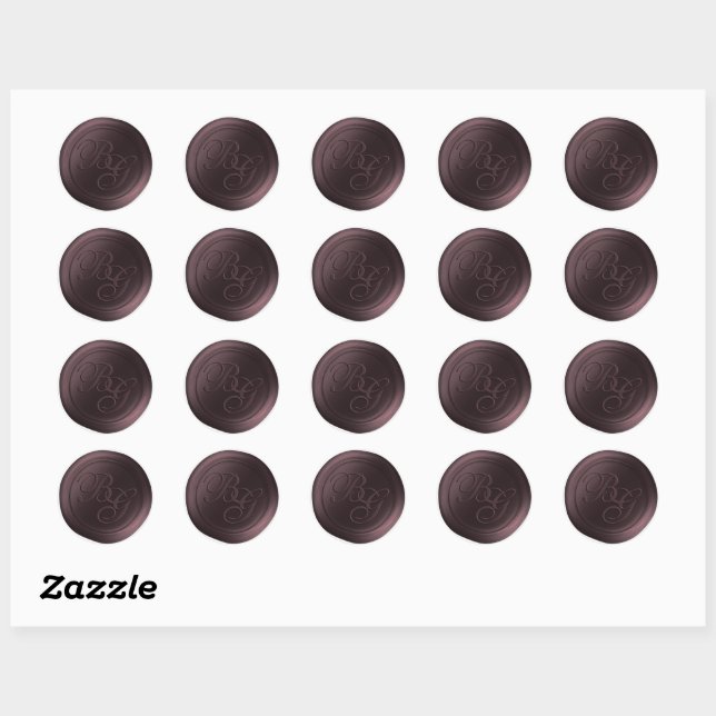 Deep Wine Double Monogram Wax Siegel Stickers (Blatt)