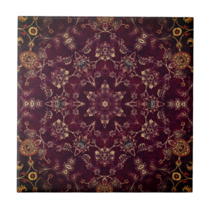 Deep Wine Maroon Burgundy Kaleidoscope Fliese