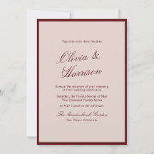 Deep Wine Old Money Calligraphy Wedding Invitation