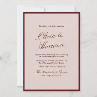 Deep Wine Old Money Calligraphy Wedding Invitation Einladung