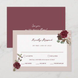 Deep Wine Old Money Wedding RSVP Card Begleitkarte