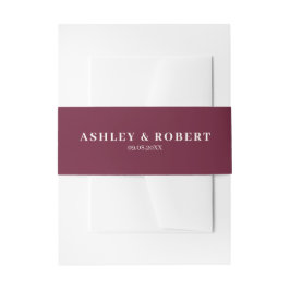 Deep Wine Red Modern Wedding Invitation Einladungsbanderole
