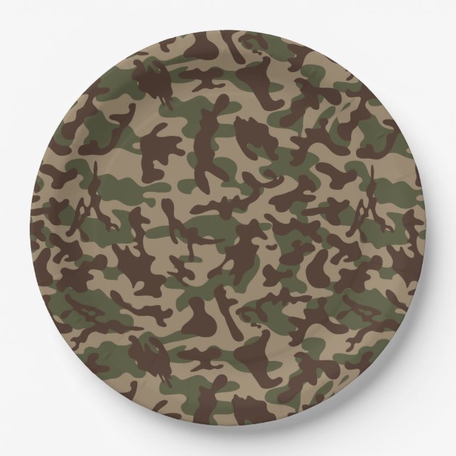 Deep Wood Camouflage Pappteller (Vorderseite)