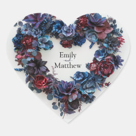 Deep Woodland Romance Wedding Herz-Aufkleber