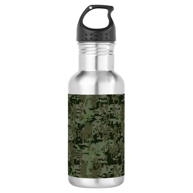 Deep Woods Digital Camouflage Camouflage Muster Trinkflasche (Vorderseite)
