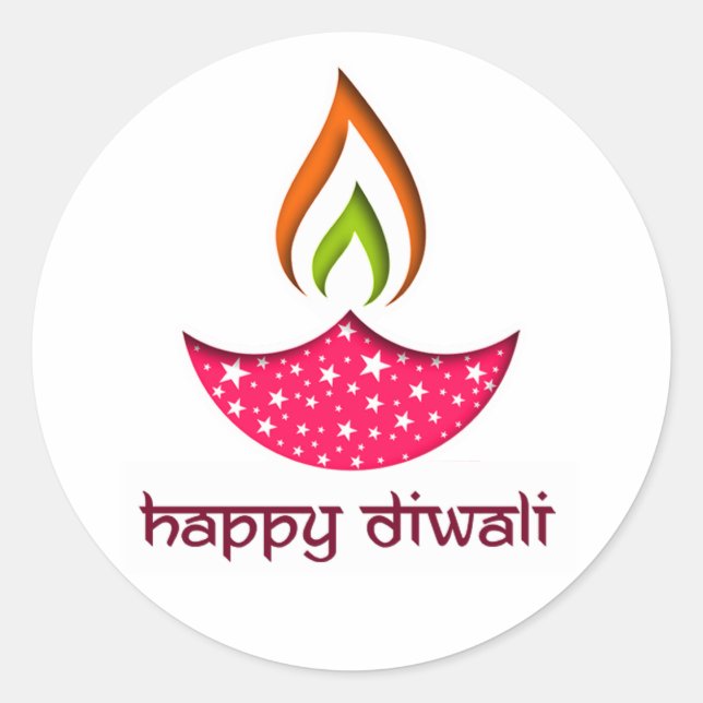 Deepak für Diwali Runder Aufkleber (Vorderseite)