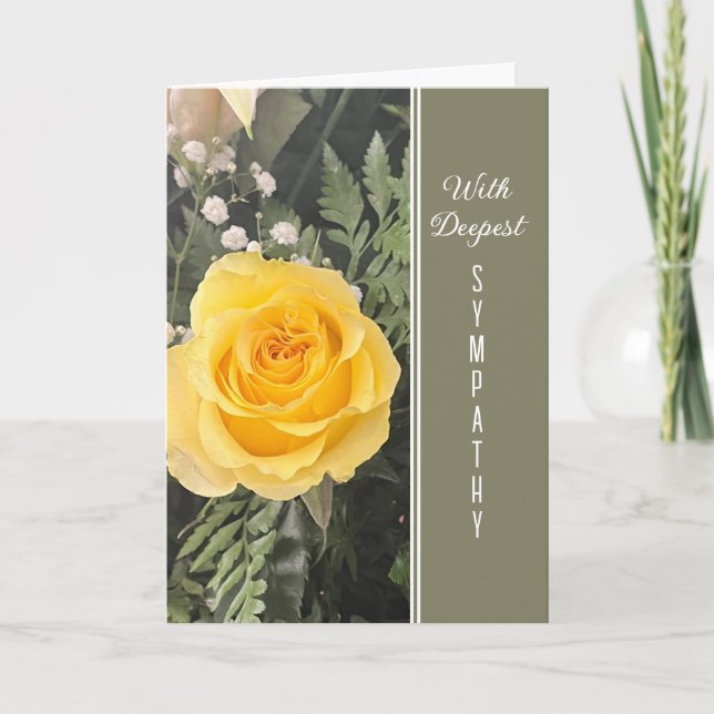 Deepest Sympathy yellow rose greeting Karte (Vorderseite)