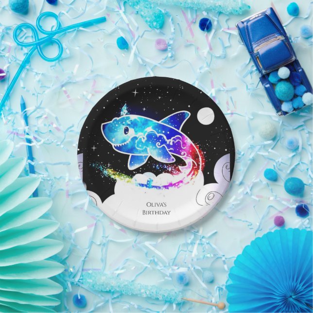 Deepsea Magical Simple Shark Birthday Pappteller (Party)