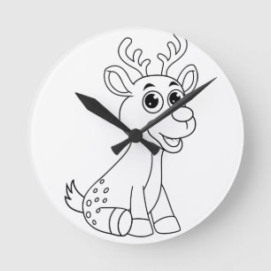 Deer Animal Fawn Baby Young Animal Cute Postcard P Runde Wanduhr