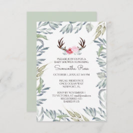DEER ANTLER Baby Shower Invite, Girl Einladung
