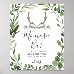 Deer Antler Baby Shower Mimosa Bar Sign Poster
