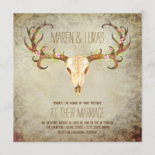 Deer Antler Skull Southwestern Wedding Einladung