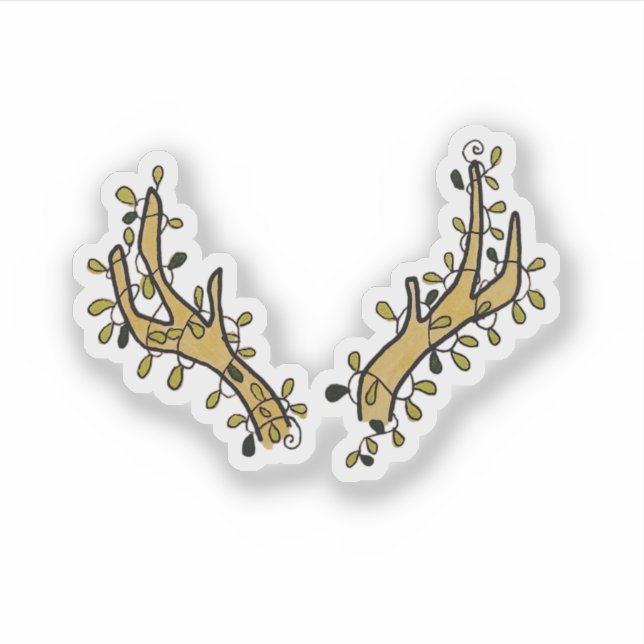 Deer Antlers and Ivy Aufkleber (Vorderseite)