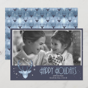 Deer Antlers Arrows Christmas Foto V2 Blue ID861 Einladung