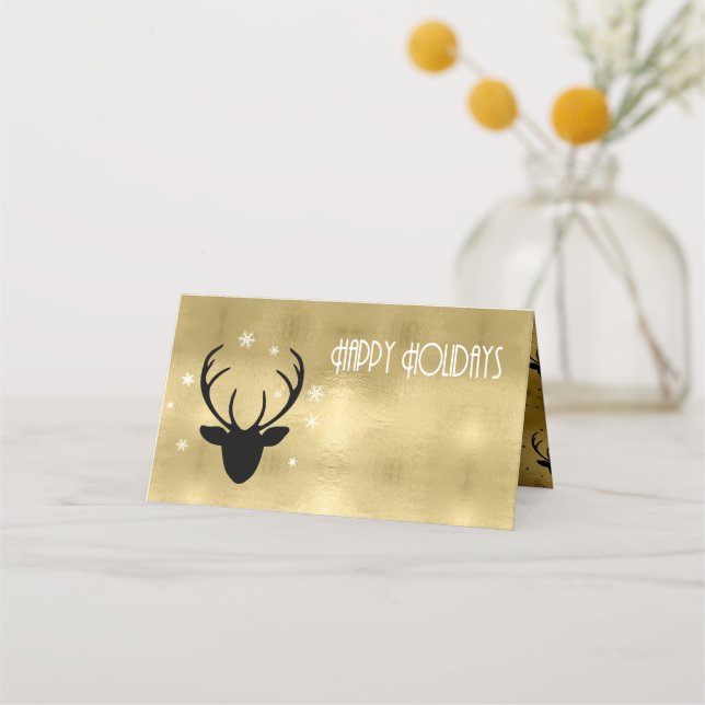 Deer Antlers Arrows Christmas Gold ID861 Platzkarte (Vorderseite)