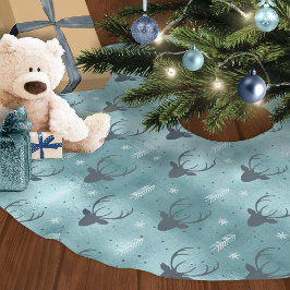 Deer Antlers Arrows Christmas Pattern Aquamarin ID Polyester Weihnachtsbaumdecke
