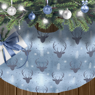 Deer Antlers Arrows Christmas Pattern Blue ID861 Polyester Weihnachtsbaumdecke