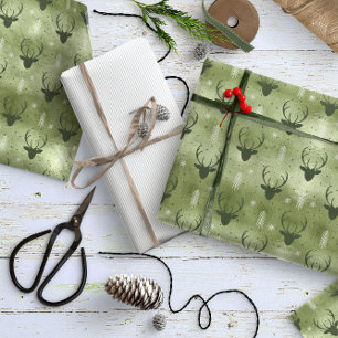 Deer Antlers Arrows Christmas Pattern Green ID861 Geschenkpapier