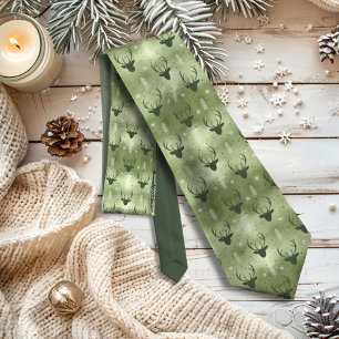 Deer Antlers Arrows Christmas Pattern Green ID861 Krawatte