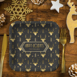 Deer Antlers Arrows Pattern V2 Gold ID861 Pappteller