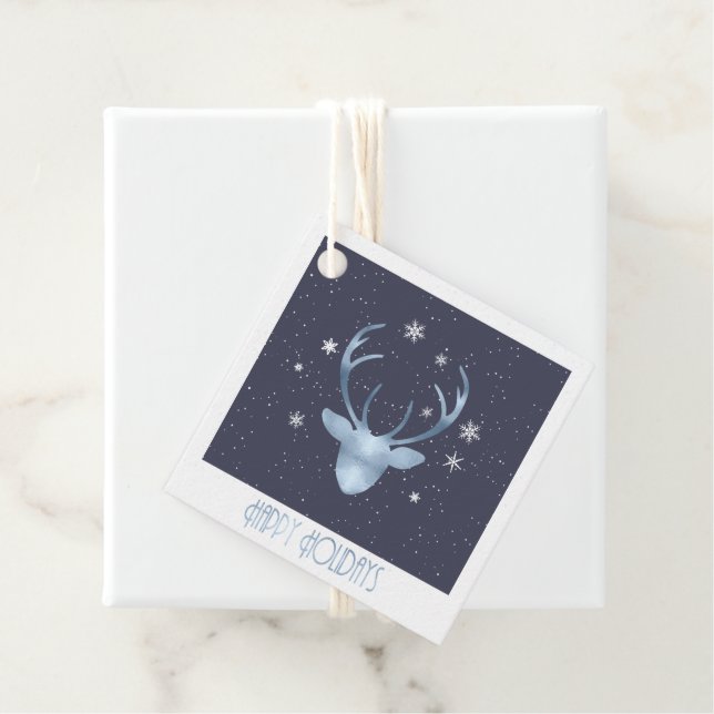 Deer Antlers Christmas Blue ID861 Geschenkanhänger (Beispiel)