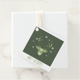 Deer Antlers Christmas Green ID861 Fevor Tags Geschenkanhänger