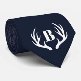 Deer Antlers Men's Blue and White Krawatte