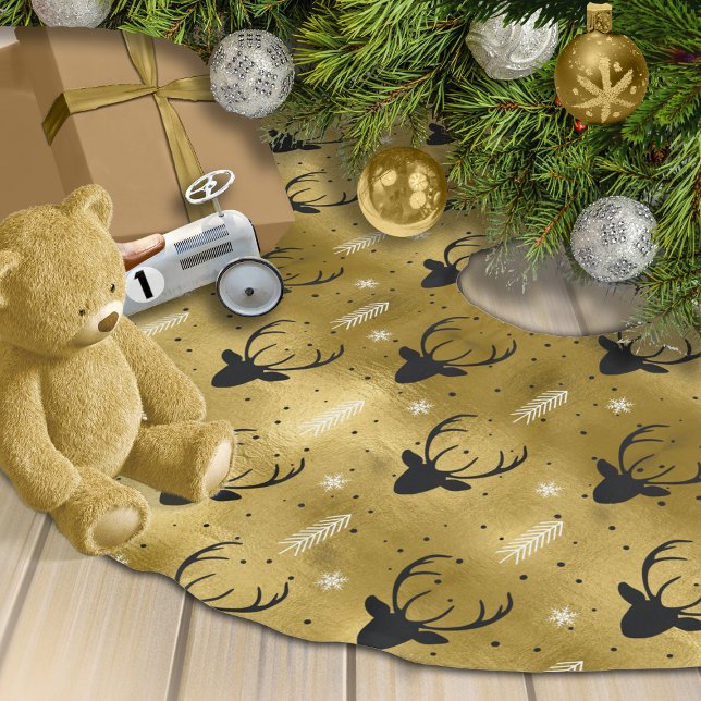 Deer Antlers Pfeile Weihnachtsmuster Gold ID861 Polyester Weihnachtsbaumdecke (Von Creator hochgeladen)