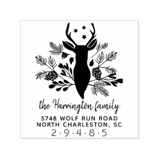 Deer Antlers Rustic Holiday Weihnachtsadresse Permastempel