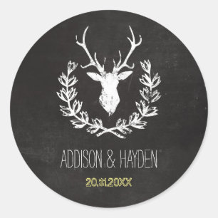 Deer Antlers   Rustikaler Umschlag Aufkleber