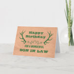 Deer Antlers Vintag Son in Law Birthday Karte<br><div class="desc">Geburtstagskarte für Jünger mit Vintagem Kunsthandwerk und Grünhirschgeweih und nachdenklichem Vers.</div>