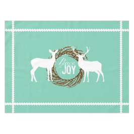 Deer Aqua Peace Joy Wreath Tablecloth Tischdecke