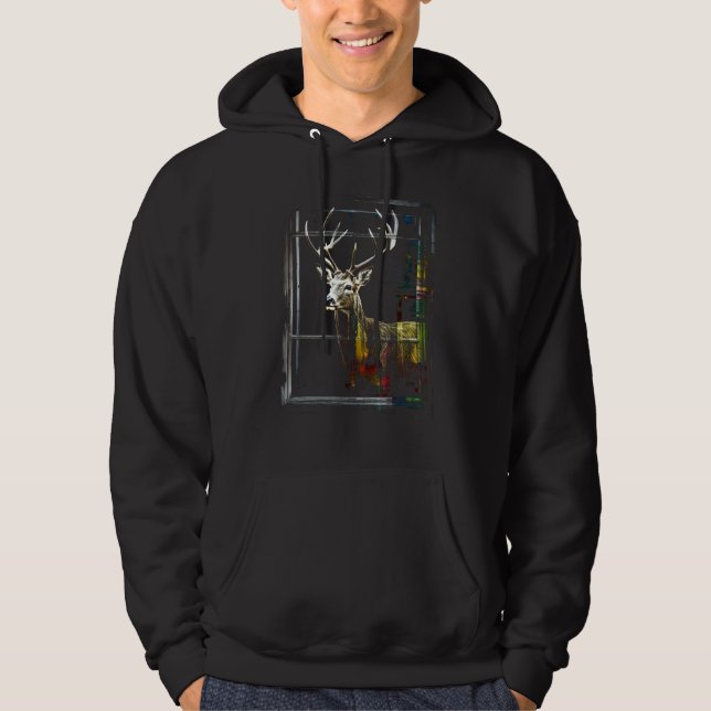 Deer Artwork Motif Colourful Art Animal Deer Hoodie (Vorderseite)