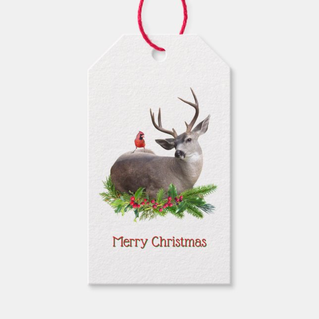 Deer Bird Gift Tags Geschenkanhänger (Vorderseite)