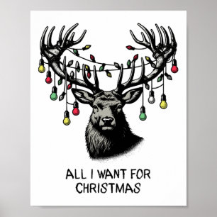 Deer Buck Doe alle Gewollt für Weihnachtsleuchten  Poster