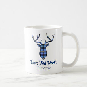 Deer Buck Kariert blau und schwarz Kaffeetasse
