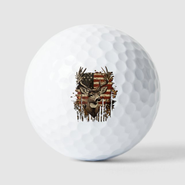 Deer, Buck Season USA Flag Golfball (Vorderseite)