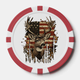 Deer, Buck Season USA Flag Pokerchips
