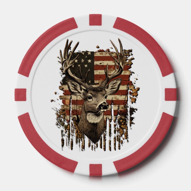 Deer, Buck Season USA Flag Pokerchips (Vorderseite)