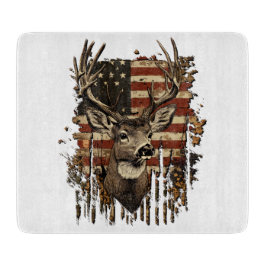 Deer, Buck Season USA Flag Schneidebrett