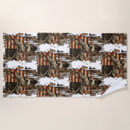 Deer, Buck Season USA Flag Strandtuch