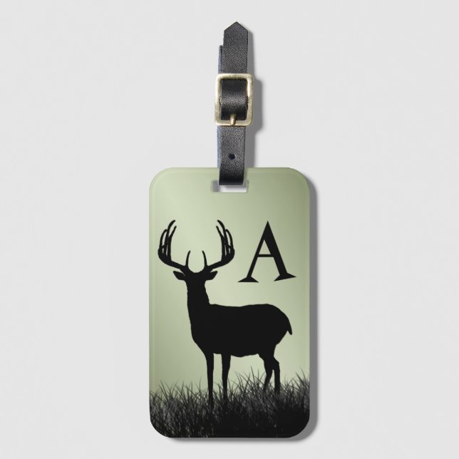 Deer Buck Stag Monogram Gepäckanhänger (Vorderseite Vertikal)