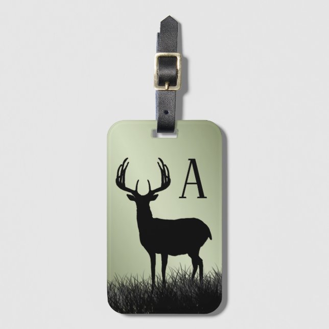 Deer Buck Stag Monogram Gepäcktag Gepäckanhänger (Vorderseite Vertikal)