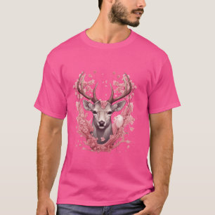 Deer Cherryblossoms Japanese Cherry Tree Stag Antl T-Shirt