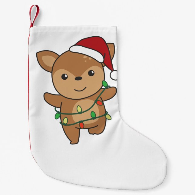 Deer Christmas Winter Animals Deer Kleiner Weihnachtsstrumpf (Vorderseite)
