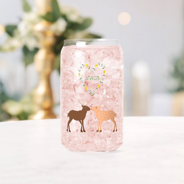 Deer Couple und Daisy Heart Custom Dosenglas (Insitu (Hochzeit))