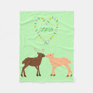 Deer Couple und Daisy Heart Custom Fleecedecke